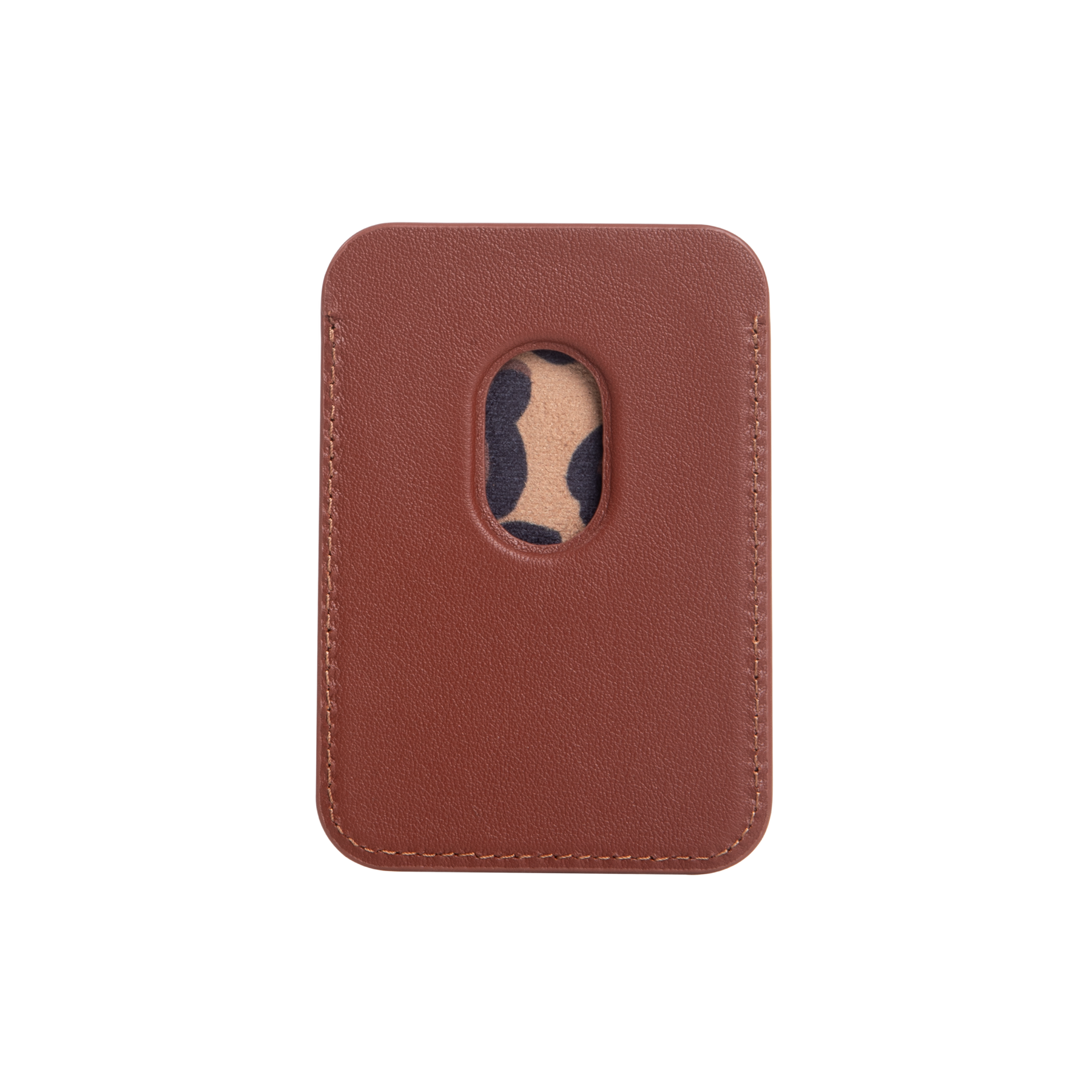 Embossed Cognac Magnetic Card Holder