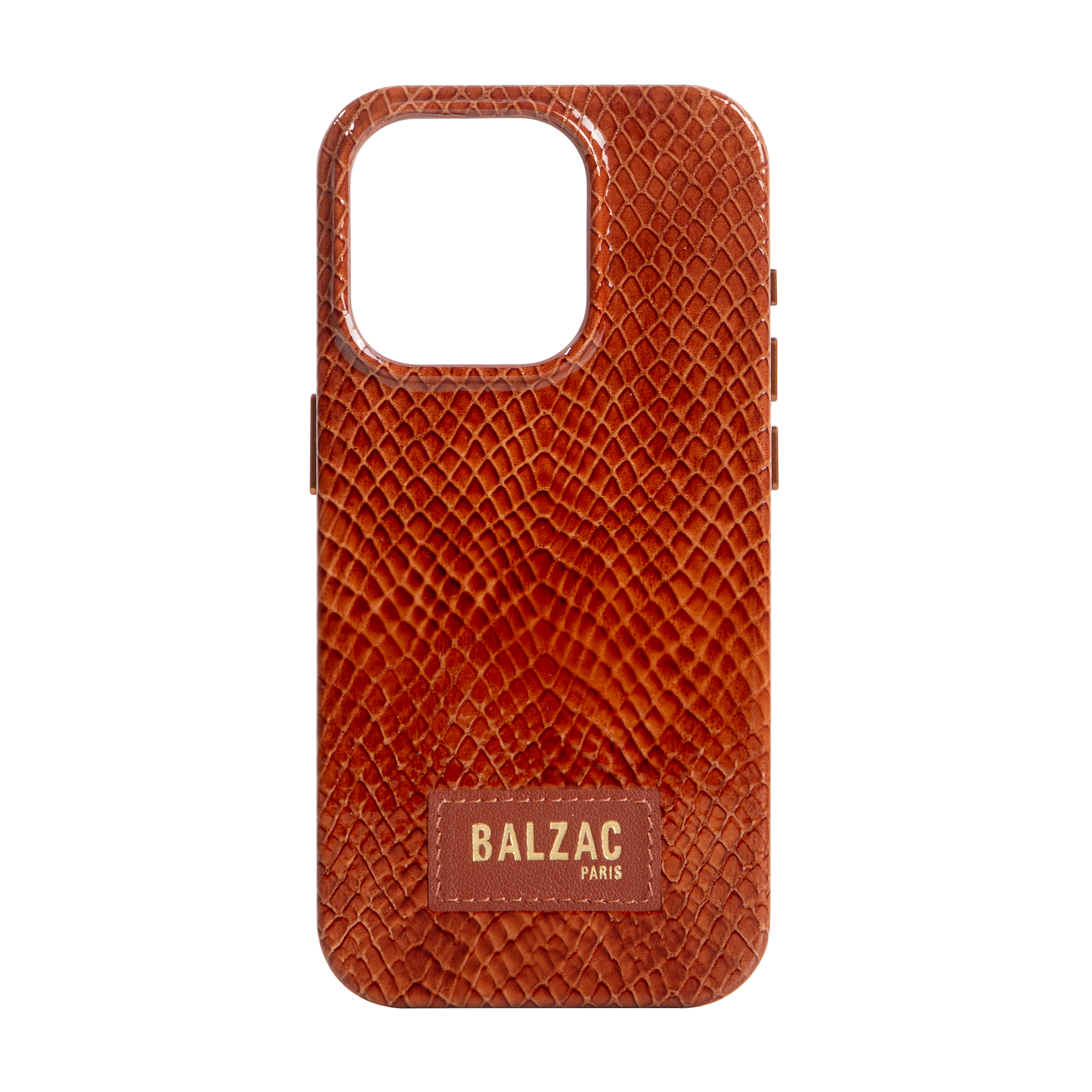 Embossed Cognac Case for iPhone 16