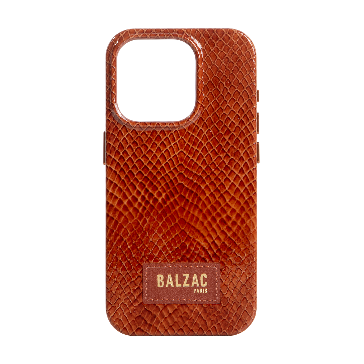 Embossed Cognac Case for iPhone 15