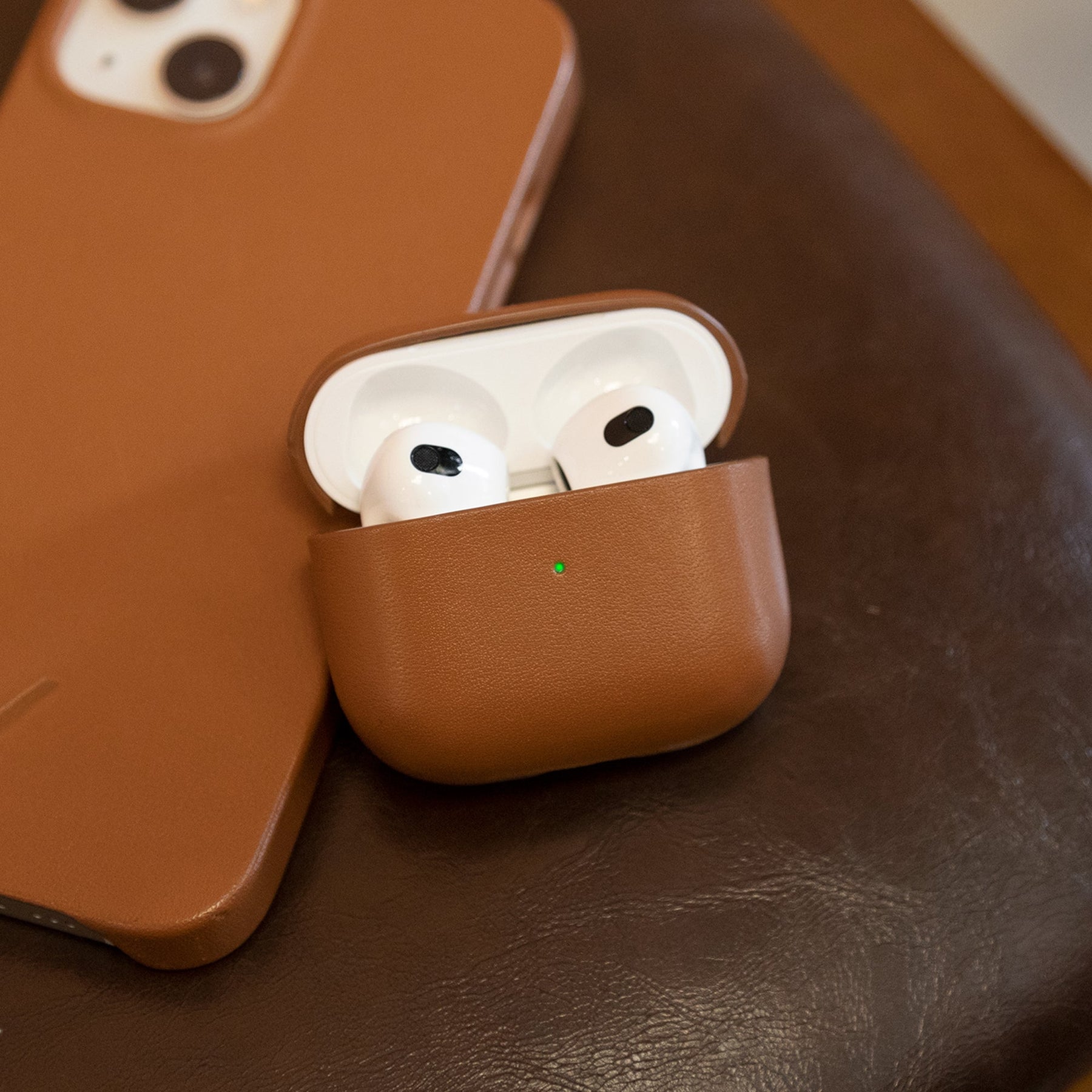 Apples leather just hits on a different level (AirPods case is from Native  Union, which is on sale on  for 9$) : r/iPhone12Mini